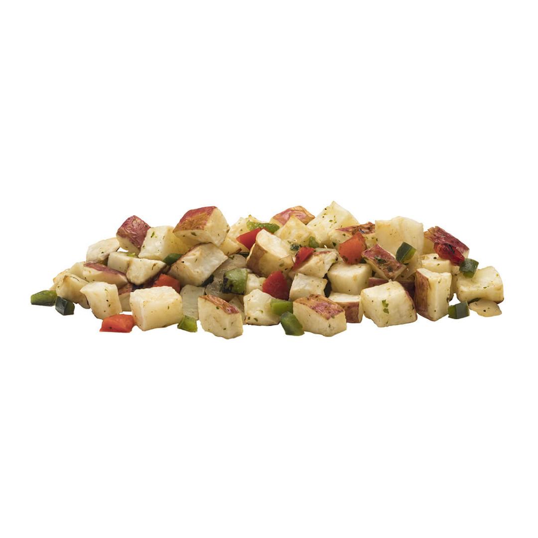 Combinación de papas de cáscara roja rostizadas y jalapeños